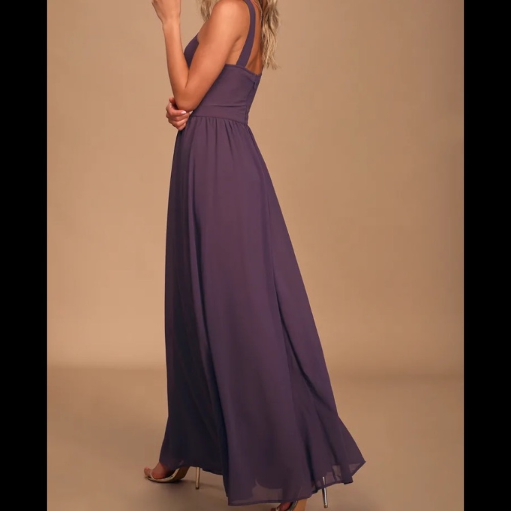 Lulu’s dark dusty purple halter dress